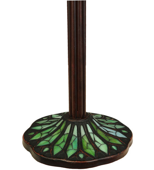 Meyda Lighting Tiffany Honey Locust 23" 2-Light Mahogany Bronze Table Lamp With Multi-Colored Shade Glass