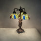 Meyda Lighting Tiffany Honey Locust 23" 3-Light Mahogany Bronze Table Lamp With Multi-Colored Shade Glass