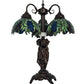 Meyda Lighting Tiffany Honey Locust 23" 3-Light Mahogany Bronze Table Lamp With Multi-Colored Shade Glass