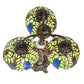 Meyda Lighting Tiffany Honey Locust 23" 3-Light Mahogany Bronze Table Lamp With Multi-Colored Shade Glass