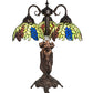 Meyda Lighting Tiffany Honey Locust 23" 3-Light Mahogany Bronze Table Lamp With Multi-Colored Shade Glass