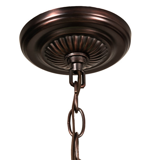 Meyda Lighting Tiffany Honey Locust 241858 22" Mahogany Bronze Pendant Light With Multi-Colored Shade Glass