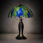 Meyda Lighting Tiffany Honey Locust 30" 3-Light Mahogany Bronze Table Lamp With Multi-Colored Shade Glass