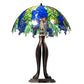 Meyda Lighting Tiffany Honey Locust 30" 3-Light Mahogany Bronze Table Lamp With Multi-Colored Shade Glass
