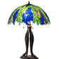 Meyda Lighting Tiffany Honey Locust 30" 3-Light Mahogany Bronze Table Lamp With Multi-Colored Shade Glass
