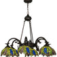 Meyda Lighting Tiffany Honey Locust 32" 6-Light Mahogany Bronze Chandelier With Multi-Colored Shade Glass