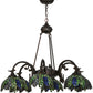 Meyda Lighting Tiffany Honey Locust 32" 6-Light Mahogany Bronze Chandelier With Multi-Colored Shade Glass