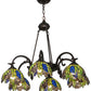 Meyda Lighting Tiffany Honey Locust 32" 6-Light Mahogany Bronze Chandelier With Multi-Colored Shade Glass