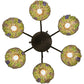 Meyda Lighting Tiffany Honey Locust 32" 6-Light Mahogany Bronze Chandelier With Multi-Colored Shade Glass