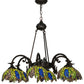 Meyda Lighting Tiffany Honey Locust 32" 6-Light Mahogany Bronze Chandelier With Multi-Colored Shade Glass
