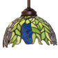 Meyda Lighting Tiffany Honey Locust 48922 8" Mahogany Bronze Mini Pendant Light With Multi-Colored Stained Shade Glass