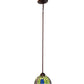 Meyda Lighting Tiffany Honey Locust 48922 8" Mahogany Bronze Mini Pendant Light With Multi-Colored Stained Shade Glass