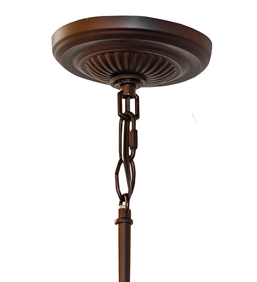 Meyda Lighting Tiffany Honey Locust 48922 8" Mahogany Bronze Mini Pendant Light With Multi-Colored Stained Shade Glass