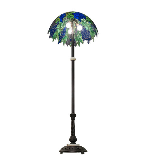Meyda Lighting Tiffany Honey Locust 60" 3-Light Mahogany Bronze Floor Lamp With Multi-Colored Shade Glass