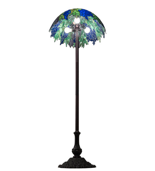 Meyda Lighting Tiffany Honey Locust 62" Mahogany Bronze Floor Lamp With Green & Blue Shade Glass