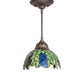 Meyda Lighting Tiffany Honey Locust 8" Mahogany Bronze Mini Pendant Light With Multi-Colored Stained Shade Glass