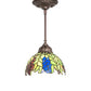 Meyda Lighting Tiffany Honey Locust 8" Mahogany Bronze Mini Pendant Light With Multi-Colored Stained Shade Glass