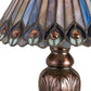 Meyda Lighting Tiffany Jeweled Peacock 12" Mahogany Bronze Mini Table Lamp With Multi-Colored Shade Glass