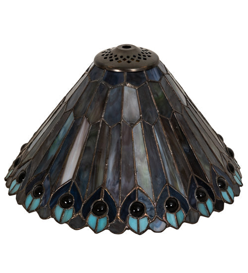 Meyda Lighting Tiffany Jeweled Peacock 12" Multi-Colored Shade Glass