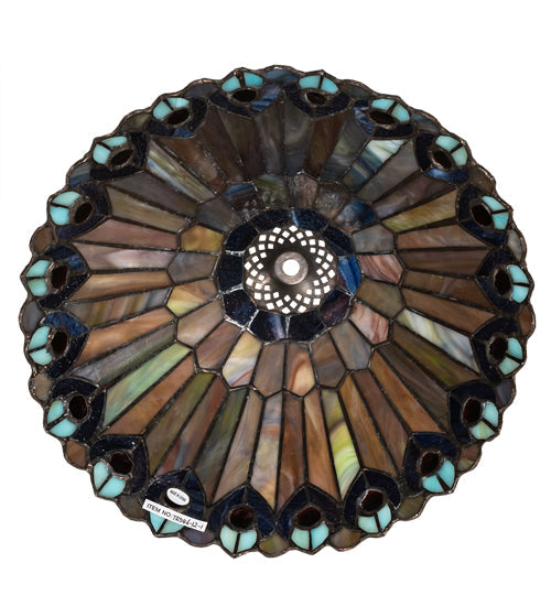 Meyda Lighting Tiffany Jeweled Peacock 12" Multi-Colored Shade Glass