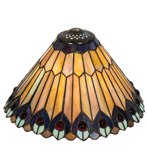 Meyda Lighting Tiffany Jeweled Peacock 12" Multi-Colored Shade Glass