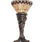 Meyda Lighting Tiffany Jeweled Peacock 15" Mahogany Bronze Mini Table Lamp With Multi-Colored Stained Shade Glass