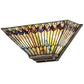 Meyda Lighting Tiffany Jeweled Peacock 16" 2-Light Mahogany Bronze Wall Sconce With Multi-Colored Shade Glass