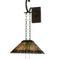Meyda Lighting Tiffany Jeweled Peacock 16" 2-Light Oil Rubbed Bronze Shepherd's Hook Wall Sconce With Multi-Colored Shade Glass