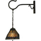 Meyda Lighting Tiffany Jeweled Peacock 16" 2-Light Oil Rubbed Bronze Shepherd's Hook Wall Sconce With Multi-Colored Shade Glass