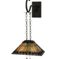 Meyda Lighting Tiffany Jeweled Peacock 16" 2-Light Oil Rubbed Bronze Shepherd's Hook Wall Sconce With Multi-Colored Shade Glass
