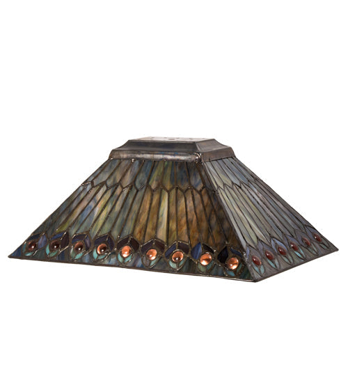 Meyda Lighting Tiffany Jeweled Peacock 16" Multi-Colored Shade Glass