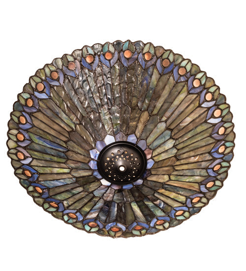 Meyda Lighting Tiffany Jeweled Peacock 17" Multi-Colored Shade Glass
