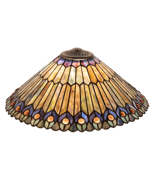 Meyda Lighting Tiffany Jeweled Peacock 17" Multi-Colored Shade Glass