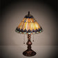 Meyda Lighting Tiffany Jeweled Peacock 19" 2-Light Mahogany Bronze Accent Table Lamp With Multi-Colored Shade Glass