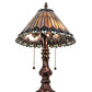 Meyda Lighting Tiffany Jeweled Peacock 19" 2-Light Mahogany Bronze Accent Table Lamp With Multi-Colored Shade Glass