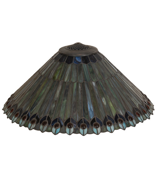 Meyda Lighting Tiffany Jeweled Peacock 20" Multi-Colored Shade Glass