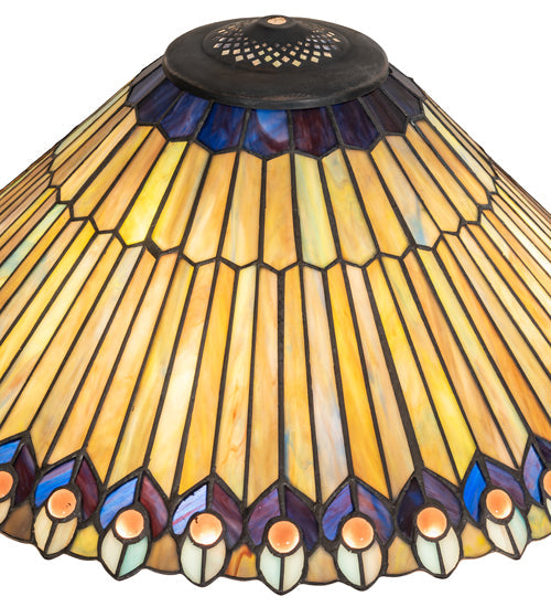 Meyda Lighting Tiffany Jeweled Peacock 20" Multi-Colored Shade Glass