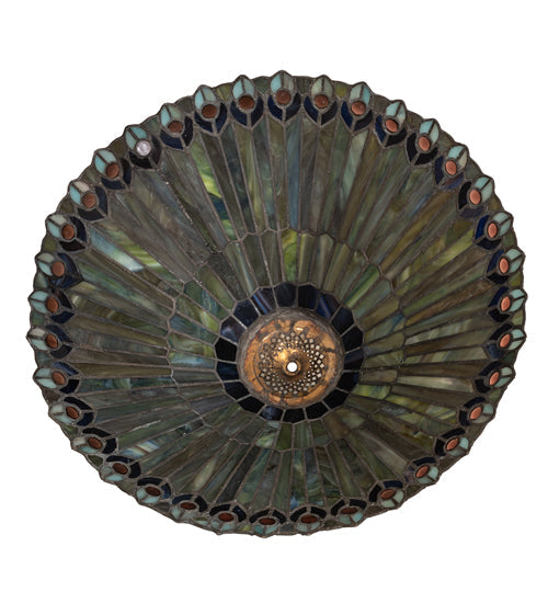 Meyda Lighting Tiffany Jeweled Peacock 20" Multi-Colored Shade Glass
