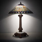 Meyda Lighting Tiffany Jeweled Peacock 23" Mahogany Bronze Table Lamp With Multi-Colored Shade Glass