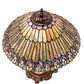 Meyda Lighting Tiffany Jeweled Peacock 23" Mahogany Bronze Table Lamp With Multi-Colored Shade Glass