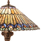 Meyda Lighting Tiffany Jeweled Peacock 23" Mahogany Bronze Table Lamp With Multi-Colored Shade Glass