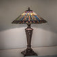 Meyda Lighting Tiffany Jeweled Peacock 27563 23" Mahogany Bronze Table Lamp With Multi-Colored Shade Glass