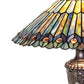 Meyda Lighting Tiffany Jeweled Peacock 27563 23" Mahogany Bronze Table Lamp With Multi-Colored Shade Glass