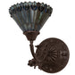 Meyda Lighting Tiffany Jeweled Peacock 31970 8" Mahogany Bronze Wall Sconce With Multi-Colored Shade Glass