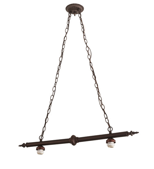 Meyda Lighting Tiffany Jeweled Peacock 34" 2-Light Mahogany Bronze Island Pendant Light With Multi-Colored Shade Glass