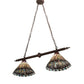 Meyda Lighting Tiffany Jeweled Peacock 34" 2-Light Mahogany Bronze Island Pendant Light With Multi-Colored Shade Glass