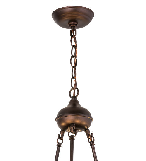 Meyda Lighting Tiffany Jeweled Peacock 34" 6-Light Mahogany Bronze Chandelier With Multi-Colored Shade Glass