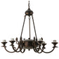 Meyda Lighting Tiffany Jeweled Peacock 34" 6-Light Mahogany Bronze Chandelier With Multi-Colored Shade Glass