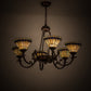 Meyda Lighting Tiffany Jeweled Peacock 34" 6-Light Mahogany Bronze Chandelier With Multi-Colored Shade Glass