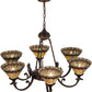 Meyda Lighting Tiffany Jeweled Peacock 34" 6-Light Mahogany Bronze Chandelier With Multi-Colored Shade Glass